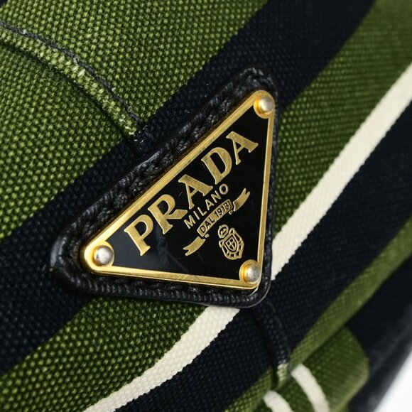 PRADA Logo Canapa Stampata 2Way Shoulder Hand Bag Canvas Leather GN GHW - Picture 13 of 15